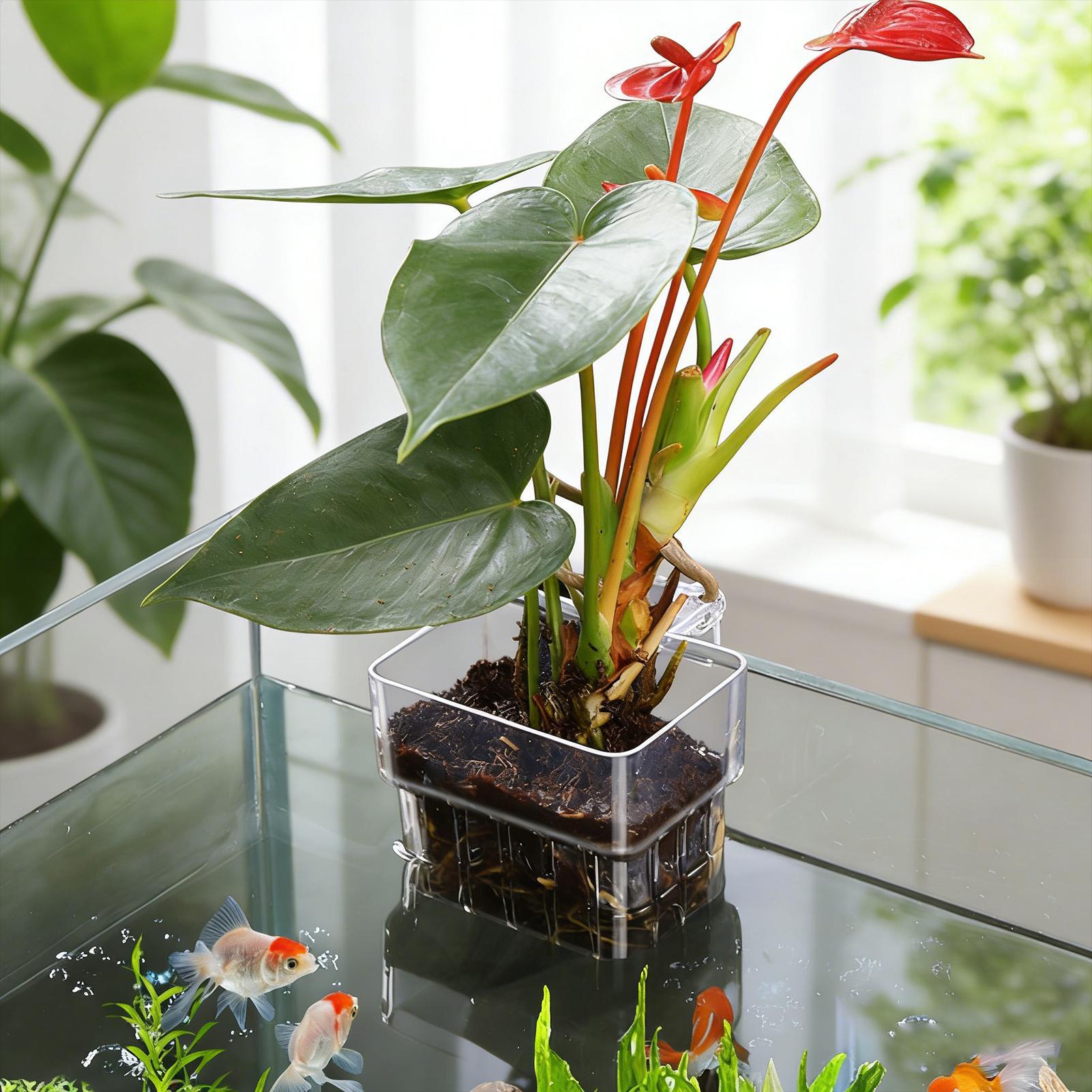투명한 걸이형 수족관 식물 홀더 화분 - 어항 수경재배 - Aquarium Plant Holder 리뷰 및 가격