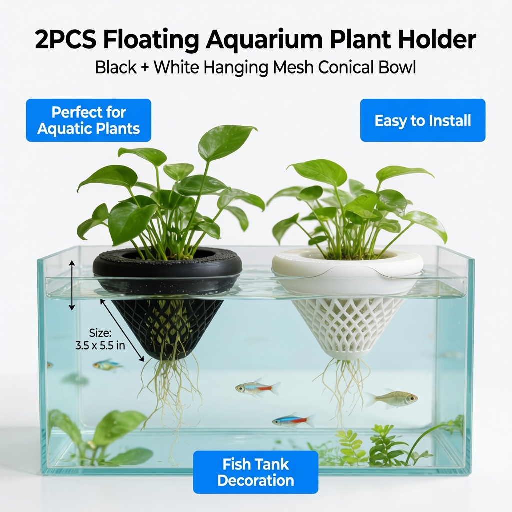 2PCS 플로팅 수족관 식물 홀더, 물고기 탱크용 걸이 - Aquarium Plant Holder 리뷰 및 가격