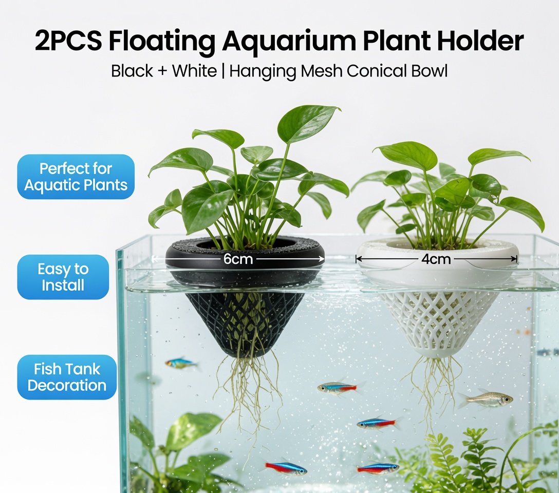 2PCS 플로팅 수족관 식물 홀더, 물고기 탱크용 걸이 - Aquarium Plant Holder 리뷰 및 가격